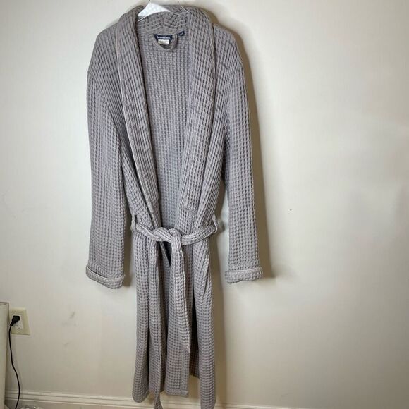 Brooklinen Gray Waffle Robe Turkish Cotton Bath Wrap Grey Size Xs / S Small - Picture 9 of 9